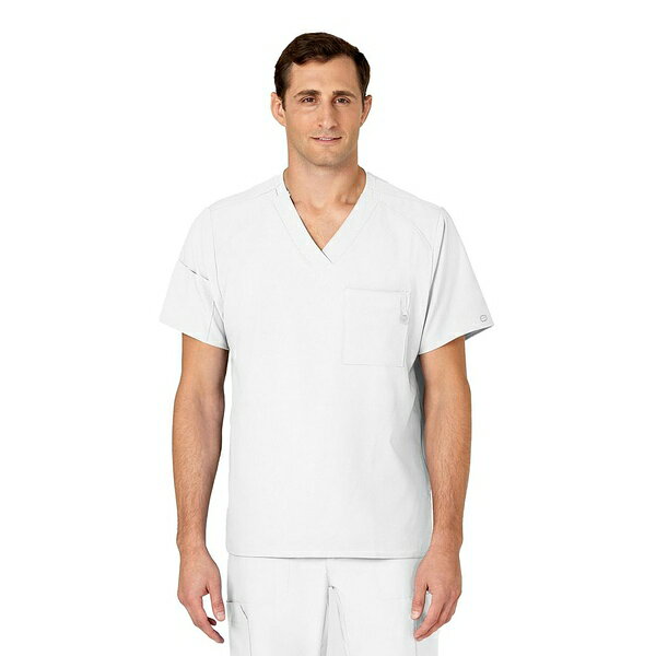 ウィンク メンズ シャツ トップス Men's W123 V-Neck Scrub Top White