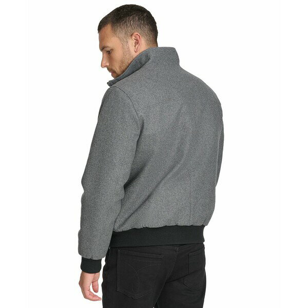 カルバンクライン メンズ ジャケット＆ブルゾン アウター Men's Wool Bomber Jacket With Knit Trim Charcoal