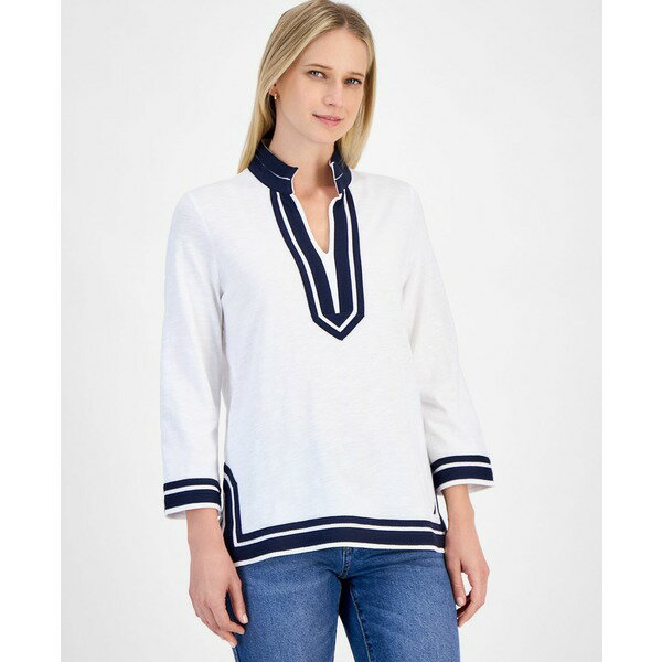 ノーティカ ジーンズ レディース カットソー トップス Women's Cotton Contrast-Trim Tunic Top Bright..