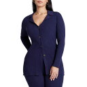 エロクイ レディース ニット&セーター アウター Women's Button Front Long Ribbed Cardigan Midnight navy