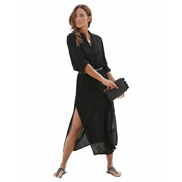 ラスカーナ レディース ワンピース トップス Women's Button Down Dress Black
