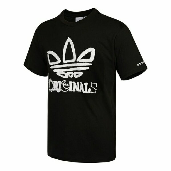 adidas アディダス メンズ スニーカー 【adidas originals Trefo Graffiti Logo Printing Sports Short Sleeve Black H32312】 サイズ US_M_M