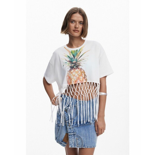 デジグアル レディース カットソー トップス Women's Pineapple cropped T-shirt Mix