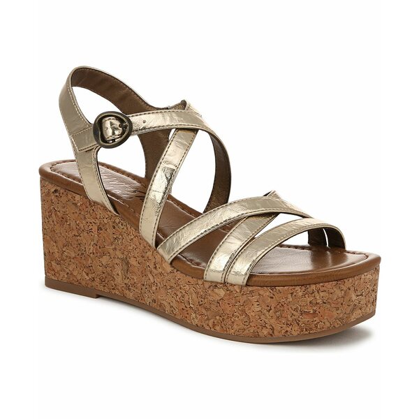 ブローフィッシュ マリブ レディース サンダル シューズ Women's Aurora Open Square Toe Strappy Wedge Sandals Gold Faux Leather