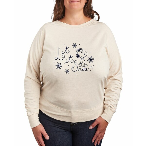 ハイブリッド アパレル レディース カットソー トップス Plus Size Peanuts Let It Snow Graphic Pullo..