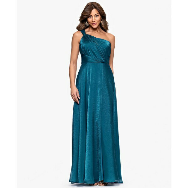 エスケープ レディース ワンピース トップス Women's One-Shoulder Organza Ball Gown Teal