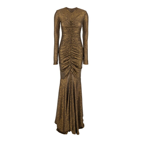 ノーマカマリ レディース ワンピース トップス Metallic Long Dress With V-neck And Sequin Decorations In Tech Fabric Woman Metallic