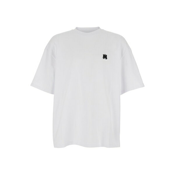 アミリ メンズ Tシャツ トップス White Crewneck T-shirt With Logo Embossed On Front In Cotton Man White
