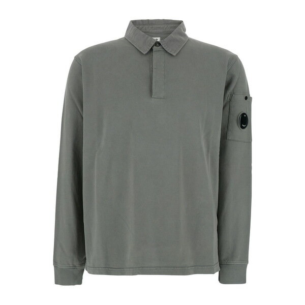 楽天astyシーピーカンパニー メンズ パーカー・スウェットシャツ アウター Grey Sweatshirt With Polo Shirt Style Collar And Logo Plaque On The Sleeve In Cotton Man Grey