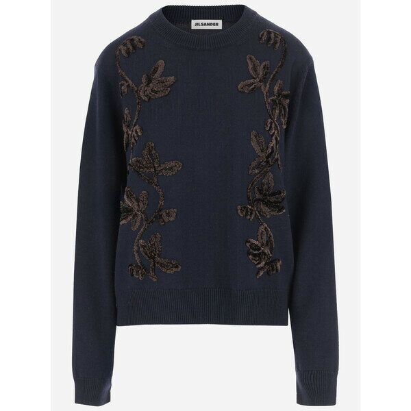 ジル・サンダー レディース ニット&セーター アウター Wool Sweater With Floral Pattern Blue