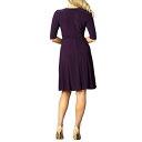 Li fB[X s[X gbvX Women's Essential Wrap Dress with 3/4 Sleeves Plum passion