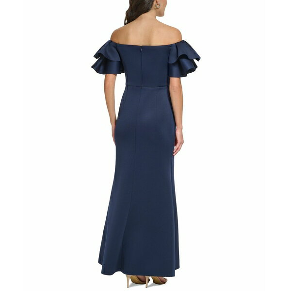 楽天astyエリザジェイ レディース ワンピース トップス Women's Ruffled-Sleeve Off-The-Shoulder Mermaid Gown Navy