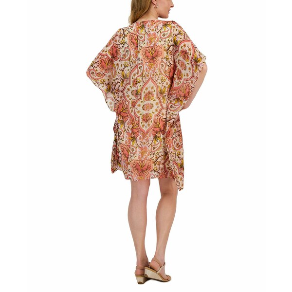 ジェイエムコレクション レディース ワンピース トップス Women 039 s Short Sleeve Printed Embellished Caftan Dress, Created for Macy 039 s Sandshell Combo