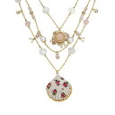 ベッツィジョンソン レディース ネックレス・チョーカー・ペンダントトップ アクセサリー Faux Stone Floral Shell Layered Necklace White, Gold