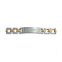 ブリング レディース ブレスレット バングル アンクレット アクセサリー Engrave Name Bar Identification ID Bracelet Cross X Link Band For Men Two Tone Matte Gold Plated Stainless Steel 8 Inch Silver tone