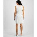 o[X[ fB[X s[X gbvX Women's Square Neck Sleeveless Linen-Blend Shift Dress, Created for Macy's Blanc