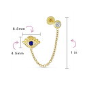 ブリング レディース ピアス＆イヤリング アクセサリー Unisex Genuine Tiny Yellow 10K Gold Spiritual Blue CZ Eyelash Protection Amulet Double Piercing 1 Piece Chain Evil Eye Stud Earring Ear Lobe Cartilage For Women Teen Yellow gold