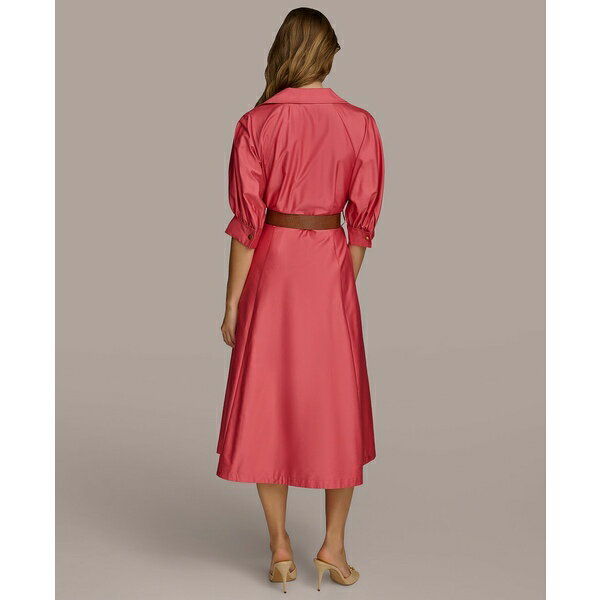 ʥ ǥ ԡ ȥåץ Women's Faux-Leather Belt Cotton Shirtdress Rose Quart