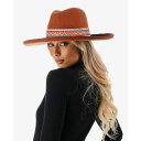 マーカスアドレール レディース 帽子 アクセサリー Women's Chevron Trim Wool Blend Panama Hat Rust