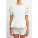 イングリッシュファクトリー レディース カットソー トップス Women's Embroidered Peplum Top Ivory/multi