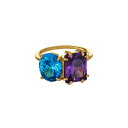 GeBJ fB[X O ANZT[ 18K Gold Plated Brass Multi Stone Cubic Zirconia Ring Purple