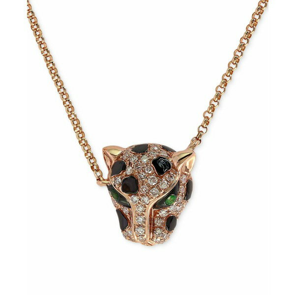 GtB[ RNV fB[X lbNXE`[J[Ey_ggbv ANZT[ EFFY&reg; Diamond (1/6 ct. t.w.) and Emerald Accent Panther Pendant Necklace in 14k Rose Gold Rose Gold