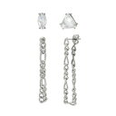 XeB[u }f fB[X sAXCO ANZT[ Stone Front Back Earrings Set, 4 Piece Crystal, Rhodium