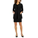  X[c fB[X WPbgu] AE^[ Women's 3/4-Sleeve Topper Jacket & Sheath Dress Black