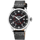 WFr Y rv ANZT[ Men's Vaughn Swiss Automatic Black Leather Watch 44mm Black