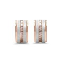 XeB[^C fB[X sAXCO ANZT[ Stainless Steel 2 Tone Greek Key Design Huggie Earrings Rose Gold-Plated