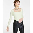 バースリー レディース カットソー トップス Women's Square-Neck Ribbed Bodysuit, Created for Macy's White Jade