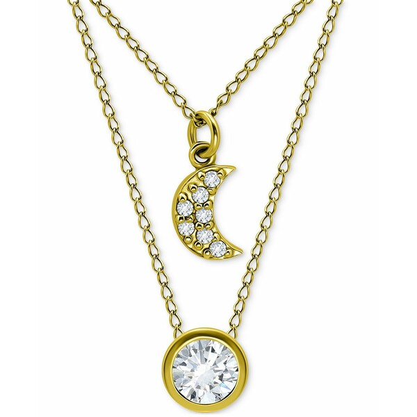 Wj xj[j fB[X lbNXE`[J[Ey_ggbv ANZT[ 2-Pc. Set Cubic Zirconia Pav&eacute; Moon & Solitaire Pendant Necklaces, Created for Macy's Gold