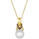 @ fB[X lbNXE`[J[Ey_ggbv ANZT[ Vanilla Pearl (8mm) & Diamond (1/10 ct. t.w.) Adjustable Pendant Necklace in 14k Gold Yellow Gold