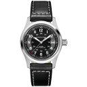 n~g Y rv ANZT[ Men's Swiss Automatic Khaki Field Black Leather Strap Watch 38mm No Color