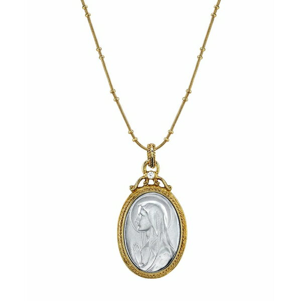 シンボルスオブフェイス レディース ネックレス・チョーカー・ペンダントトップ アクセサリー 14K Gold-Dipped Silver-Tone Crystal Virgin Mary Medallion Necklace 20