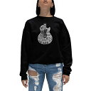 エルエーポップアート レディース カットソー トップス Women's Word Art Rock Guitar Head Crewneck Sweatshirt Black