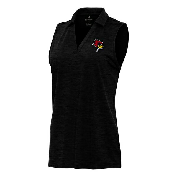 アンティグア レディース ポロシャツ トップス Illinois State Redbirds Antigua Women's Layout Sleeveless VNeck Polo Heather Black