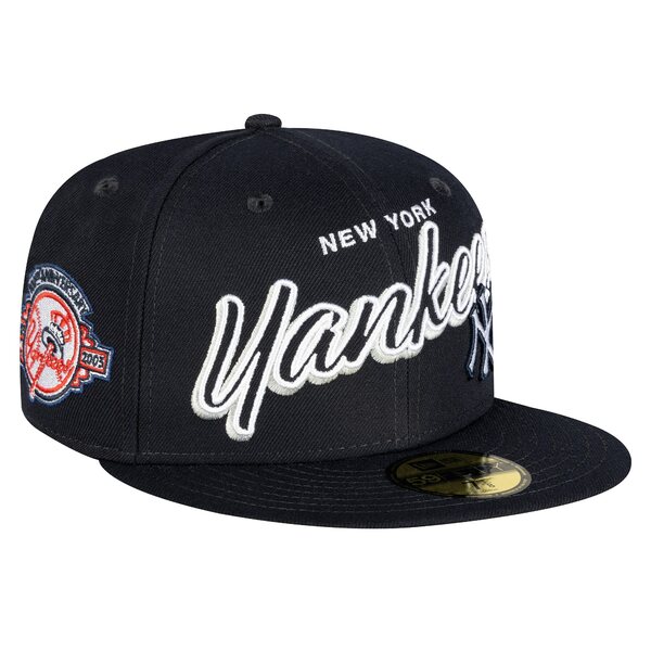 ニューエラ メンズ 帽子 アクセサリー New York Yankees New Era Script Sided 59FIFTY Fitted Hat Navy