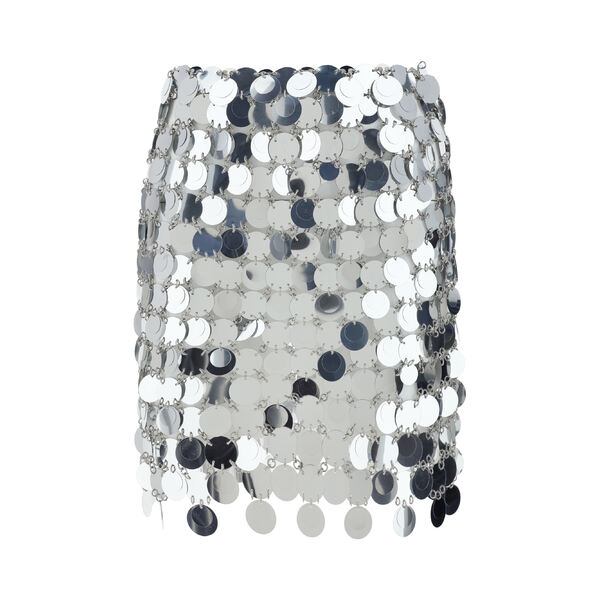 パコ・ラバンヌ レディース スカート ボトムス Mini Skirt With Circular Mirror Effect Discs Silver