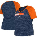 j[G fB[X TVc gbvX Detroit Tigers New Era Women's Plus Size Space Dye Raglan VNeck TShirt Navy