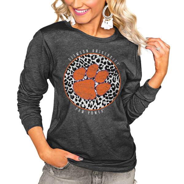 Q[fC fB[X TVc gbvX Clemson Tigers Women's Call the Shots Oversized Long Sleeve TShirt Charcoal