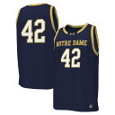 アンダーアーマー メンズ ユニフォーム トップス #42 Notre Dame Fighting Irish Under Armour Replica Basketball Jersey Navy