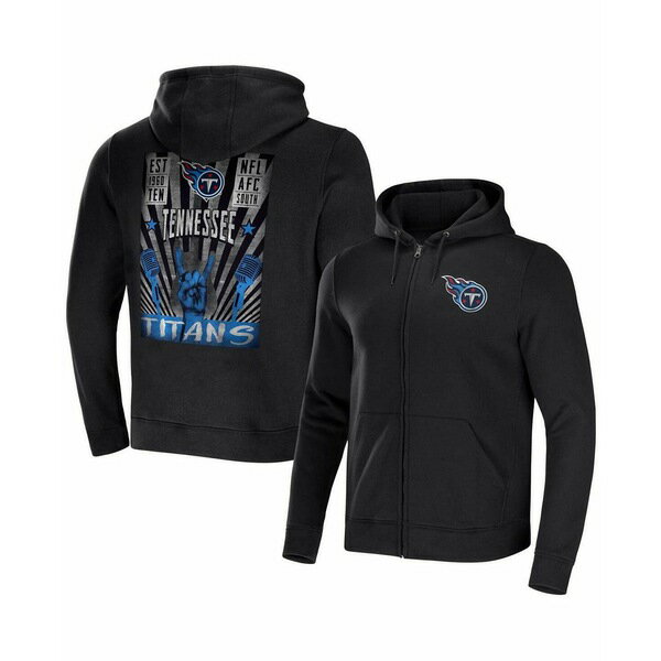 եʥƥ  ѡåȥ  Men's NFL x Darius Rucker Collection by Black Tennessee Titans Rocker Full-Zip Hoodie Black