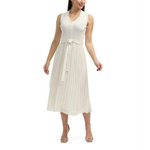 エレントレイシー レディース ワンピース トップス Women s Sleeveless Mix Media Pleated Dress Marshmallow エレントレイシー レディース ワンピース トップス Women s Sleeveless Mix Media Pleated Dress Marshmallow