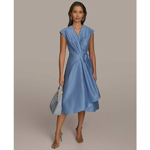 ダナ キャラン ニューヨーク レディース ワンピース トップス Women's Surplice-Neck Midi Dress Cielo ダナ キャラン ニューヨーク レディース ワンピース トップス Women's Surplice-Neck Midi Dress Cielo