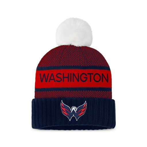 ファナティクス レディース 帽子 アクセサリー Women's Navy/Red Washington Capitals Authentic Pro Rink Cuffed Knit Hat with Pom Navy, Red ファナティクス レディース 帽子 アクセサリー Women's Navy/Red Washington Capitals Authentic Pro Rink Cuffed Knit Hat with Pom Navy, Red