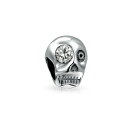 ブリング レディース ブレスレット・バングル・アンクレット アクセサリー Halloween Skeleton Skull Charm Bead with CZ Eye Sterling Silver for European Bracelet Silver tone(4)