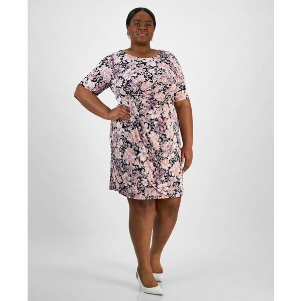 コネクテッド レディース ワンピース トップス Plus Size Floral-Print Gathered-Waist Dress Nam