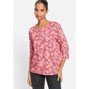 オルセン レディース パーカー・スウェットシャツ アウター Floral Rib Knit Jersey Top Red rose
