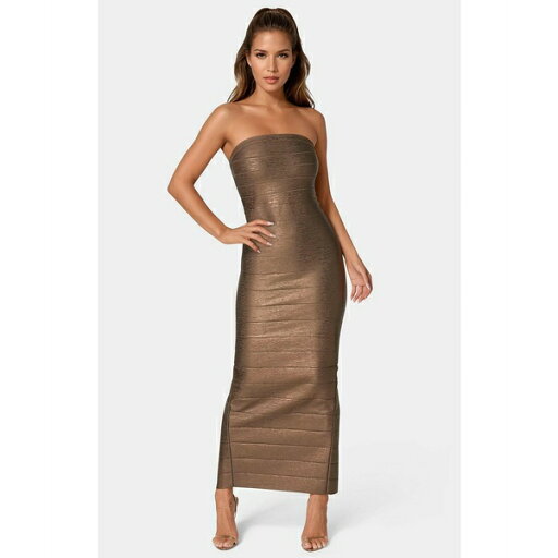 ベベ レディース ワンピース トップス Women's Long Strapless Bandage Sheat Dress Brown ベベ レディース ワンピース トップス Women's Long Strapless Bandage Sheat Dress Brown